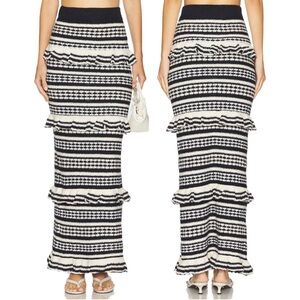 NWT Tularosa x Revolve Kaely Maxi Skirt in Navy & Ivory